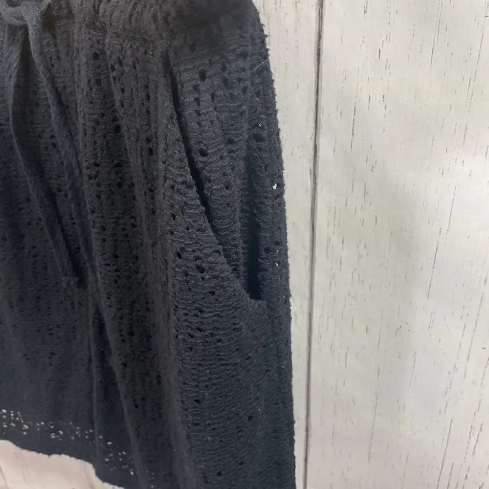 Lou & Grey Womens Black Mesh Elastic Waist Dress Swim Coverup